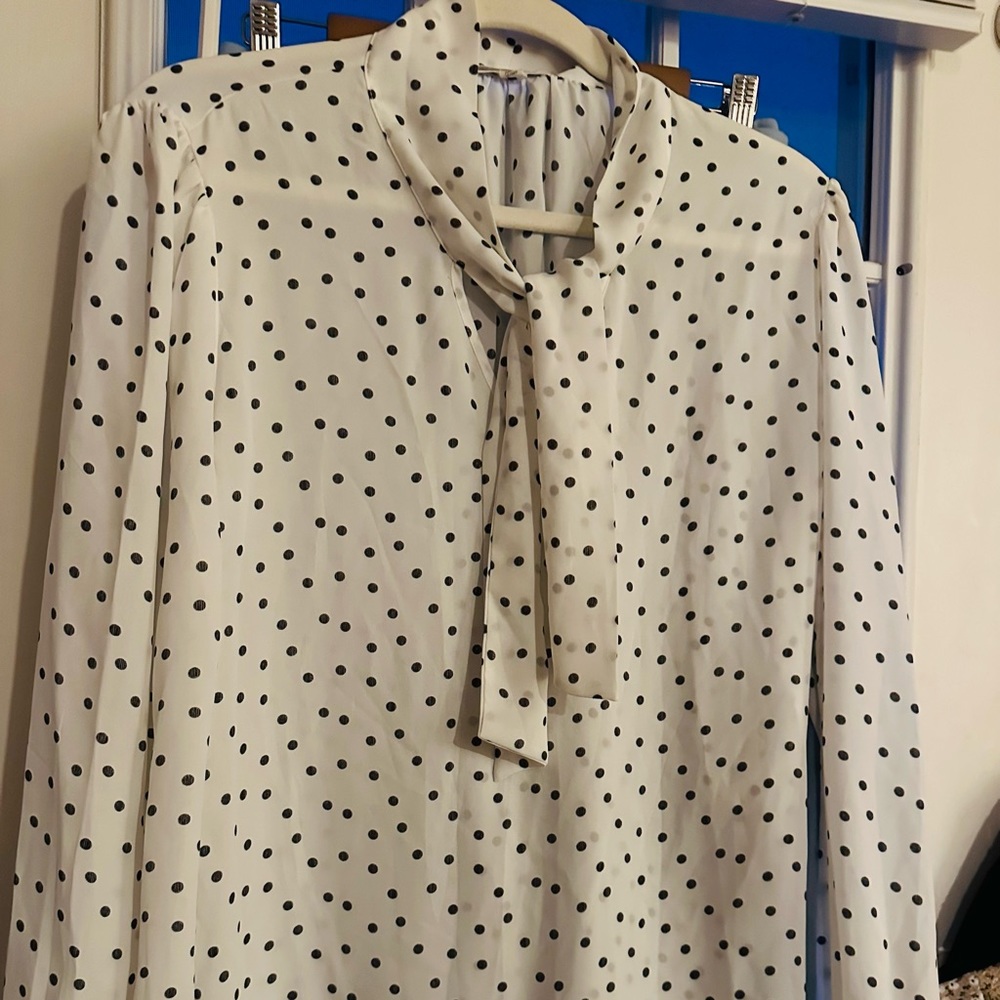 Beautiful blouse made in Vietnam eggshell color with black